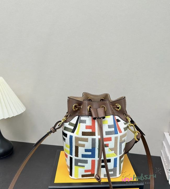Fendi Mon Tresor Multicolour canvas mini-bag with FF embroidery - 18x12x10cm - 1