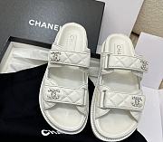 Chanel Dad Sandals Velcro White Quilted Lambskin Leather  - 1