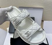 Chanel Dad Sandals Velcro White Quilted Lambskin Leather  - 5