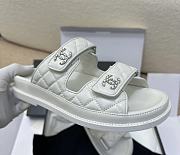 Chanel Dad Sandals Velcro White Quilted Lambskin Leather  - 3