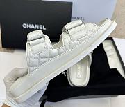 Chanel Dad Sandals Velcro White Quilted Lambskin Leather  - 2