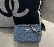 Chanel Vanity Blue Denim Heart CC Silver Chain 17cm - 1