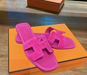 Hermes Oran Pink Suede Leather Slides - 4