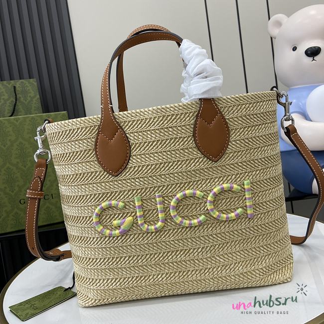 Gucci Small Straw-Effect Tote -  W26cm x H25cm x D11cm - 1