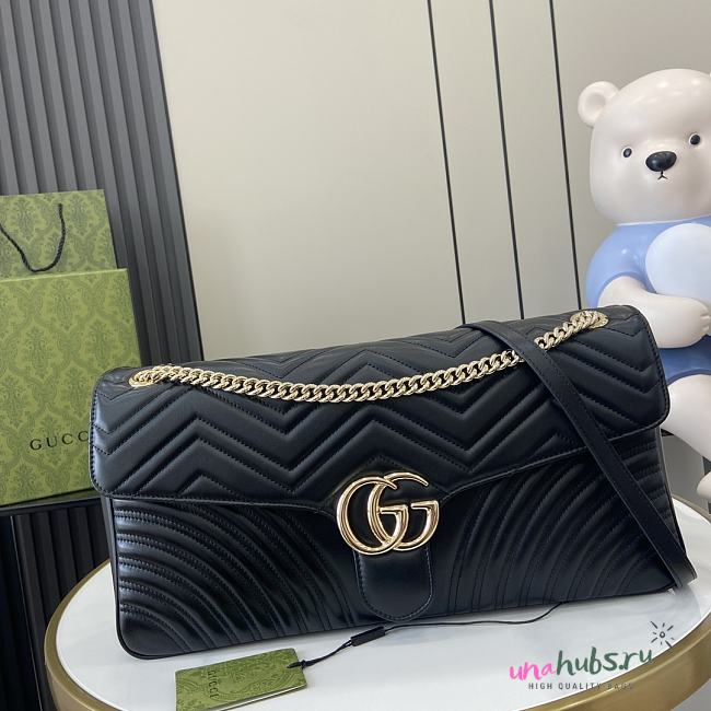 GUCCI GG BLACK MARMONT LARGE SHOULDER BAG - 40x21x8cm - 1