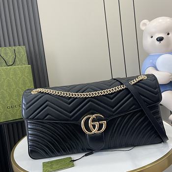 GUCCI GG BLACK MARMONT LARGE SHOULDER BAG - 40x21x8cm