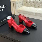 Chanel Red Tweed Slingback - 1