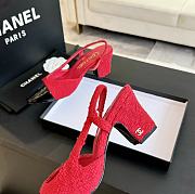 Chanel Red Tweed Slingback - 5