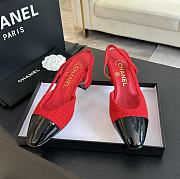 Chanel Red Tweed Slingback - 4