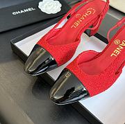 Chanel Red Tweed Slingback - 3