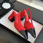 Chanel Red Tweed Slingback - 2