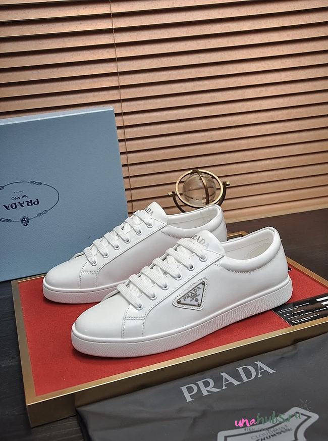 Prada White Leather Sneakers - 1