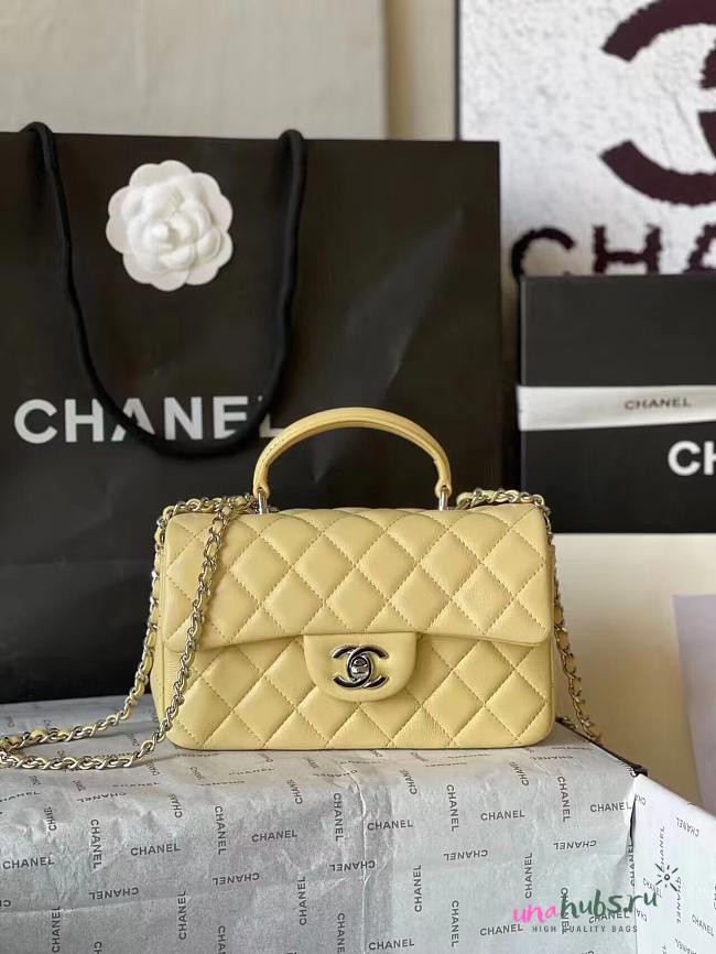 Chanel Top Handle Yellow Lambskin Gold Hardware 20cm - 1