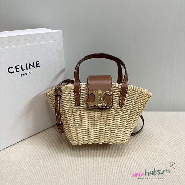 Celinne Triomphe Raffia Tote - 32×14×7cm - 1