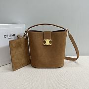 Celine Bucket Bag Suede Brown Leather - 24x25x16cm - 1