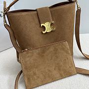 Celine Bucket Bag Suede Brown Leather - 24x25x16cm - 6