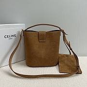 Celine Bucket Bag Suede Brown Leather - 24x25x16cm - 5