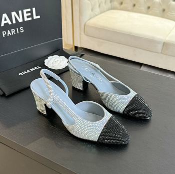 Chanel Strass Blue Slingback 65mm