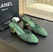 Chanel Green Suede Slingback - 1