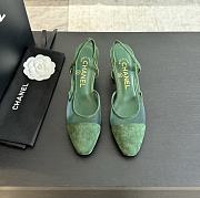 Chanel Green Suede Slingback - 6