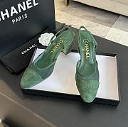 Chanel Green Suede Slingback - 2