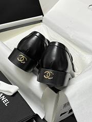 Chanel Black Leather CC Gold Logo Loafers - 5