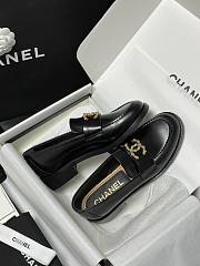 Chanel Black Leather CC Gold Logo Loafers - 4