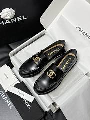 Chanel Black Leather CC Gold Logo Loafers - 3