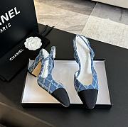 Chanel Denim Leather Slingback - 4