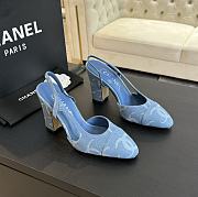 	 Chanel Denim Leather CC Logo Slingback 9.5cm - 1