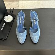 	 Chanel Denim Leather CC Logo Slingback 9.5cm - 6