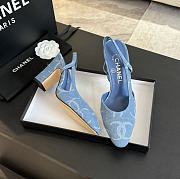 	 Chanel Denim Leather CC Logo Slingback 9.5cm - 5