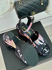 	 Chanel Lambskin Quilted Peep Toe Wedge Sandals Multiclor - 6