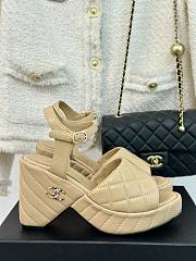 Chanel Lambskin Quilted Peep Toe Wedge Sandals  - 2