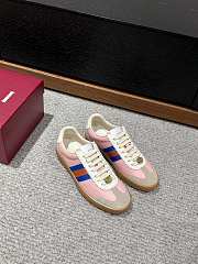 Gucci Web Leather Pink Sneakers - 1