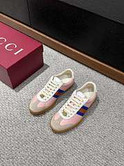 Gucci Web Leather Pink Sneakers - 5