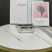 CELINE MINI CLAUDE IN LAMINATED CALFSKIN SILVER - 12 X 9.5 X 4 CM - 6