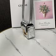 CELINE MINI CLAUDE IN LAMINATED CALFSKIN SILVER - 12 X 9.5 X 4 CM - 4