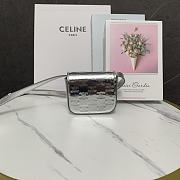 CELINE MINI CLAUDE IN LAMINATED CALFSKIN SILVER - 12 X 9.5 X 4 CM - 3