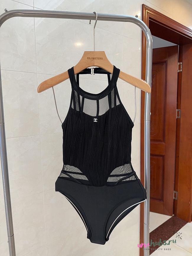 Chanel Black Cutout One Piece Swimwear - 1