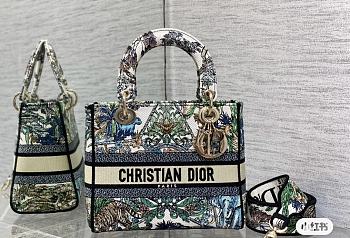 Dior Medium Lady D-Lite Green Star Embroidery Bag 24cm