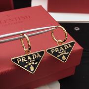 Prada Metal Triangle Black & Gold Earrings - 5