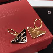 Prada Metal Triangle Black & Gold Earrings - 3