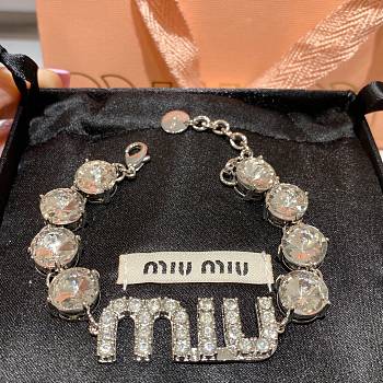 Miu Miu Logo crystal-embellished silver bracelet