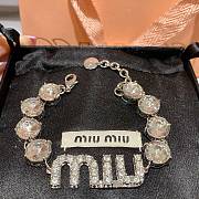 Miu Miu Logo crystal-embellished silver bracelet - 4