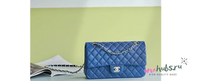 Chanel Classic Flap Bag Royal Blue Caviar Leather Silver Hardware 25cm - 1