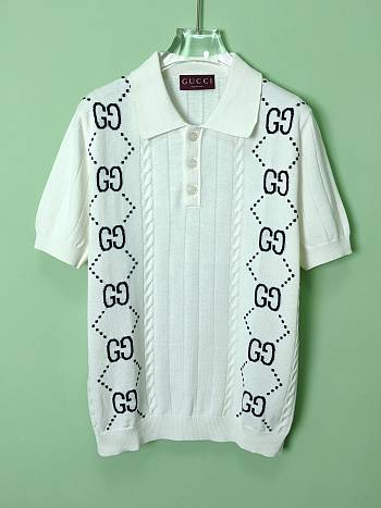 Gucci GG intarsia cotton polo shirt in white