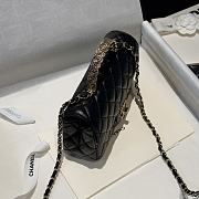 Chanel 23A Mini Rectangle Flap with Crystals Top Handle in Black Lambskin - 6