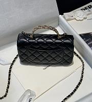 Chanel 23A Mini Rectangle Flap with Crystals Top Handle in Black Lambskin - 5