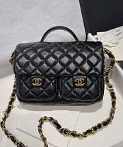 Chanel Top Handle With 2 pocket black caviar leather - 1